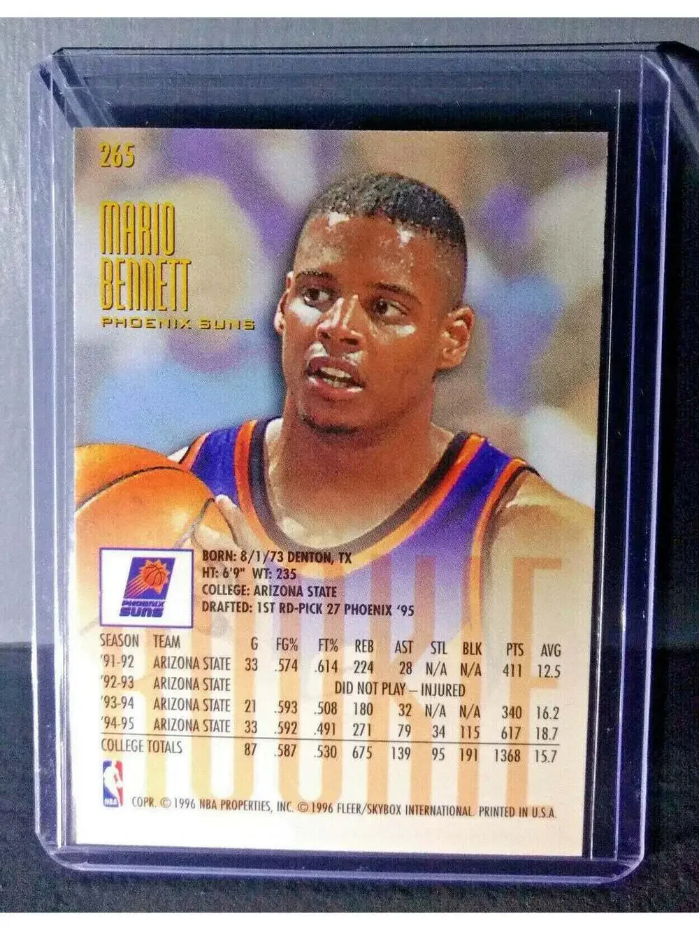 1995-96 Mario Bennett Fleer Ultra #265 Rookie Basketball Card